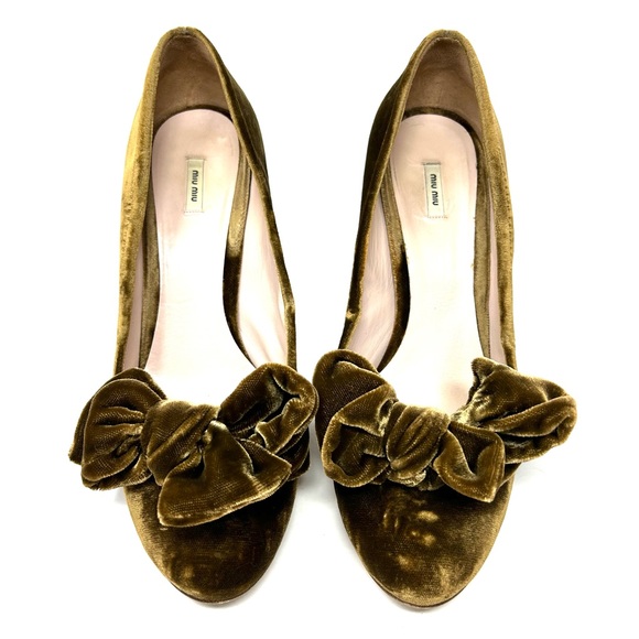 Miu Miu Shoes - MIU MIU crushed velvet heels with bow, made in Italy, size 39.5